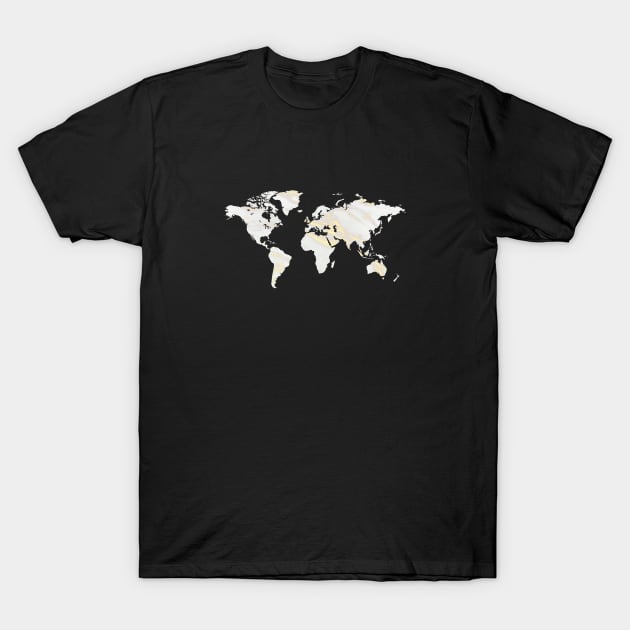 ST Marbel Gold World Map 2 T-Shirt by Seven Trees Design